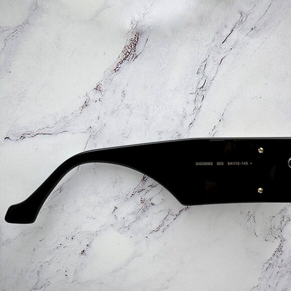 New GUCCI Sunglasses Black Gold Square Interlocking GG Metal Logo Oversized - Picture 7 of 16